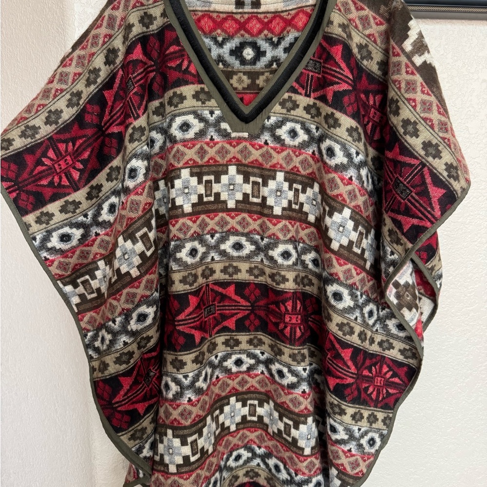 Multicolor Geometric Pattern Poncho Euc - image 1